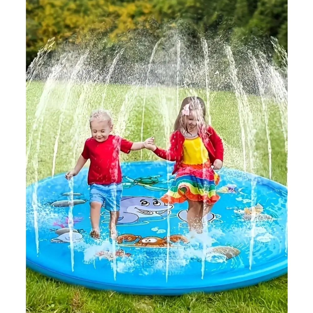Children Play Spray Mat 100cm Beach Inflatable Water Sprinkler Pad Outdoor Game Toy Lawn Swimming Pool Mat Kids Toys