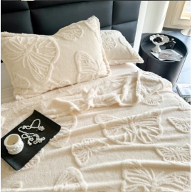 1pc Butterfly White Four Seasons Flannel Blanket with Exquisite 3D Butterfly Comfortable and Warm Suitable for Bed Sofa Camping