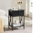 Modern X-Design Night Stand, Versatile End Storage Shelf Side Table, Black, Nightstand with Drawer, Retro Blk